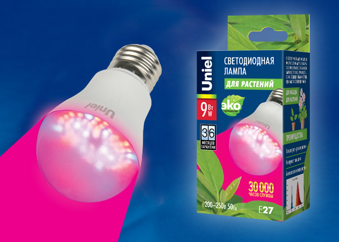 LED-A60-9W/SP/E27/CL ALM01WH Лампа светодиодная для растений. Форма A LED-A60-9W/SP/E27/CL ALM01WH Лампа светодиодная для растений. Форма A