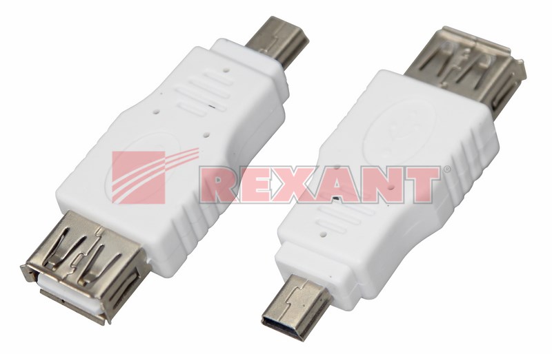 Переходник гнездо USB-A (Female)-штекер miniUSB (Male) REXANT Переходник гнездо USB-A (Female)-штекер miniUSB (Male) REXANT