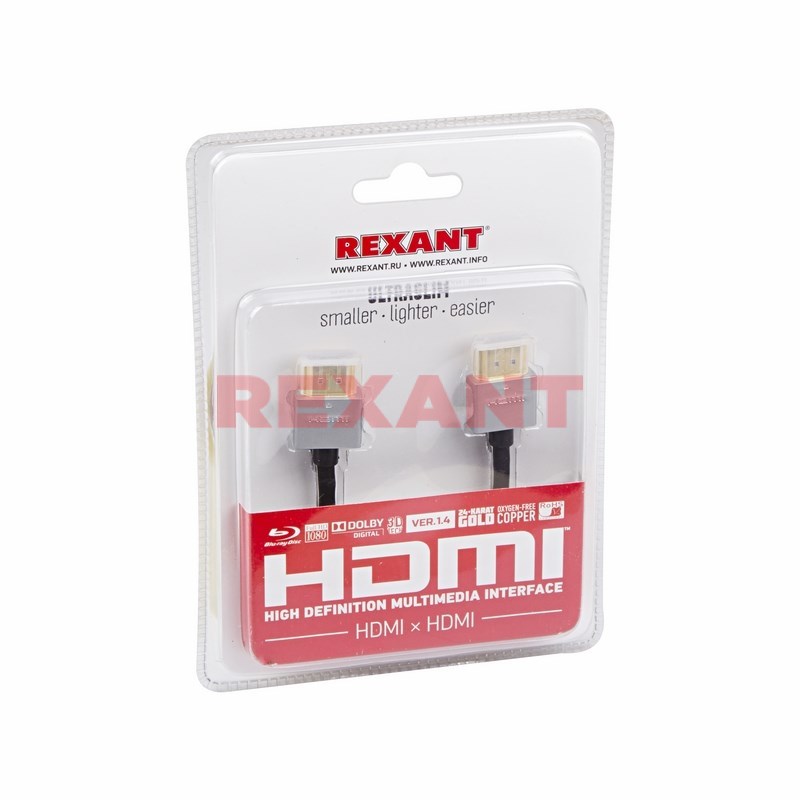 Шнур  HDMI - HDMI  gold  0.75М  Ultra Slim  (блистер)  REXANT